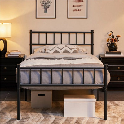 3Ft Black Single Metal Bed Frame Slat Support Bedstead Base W/ Headboard & Footboard - image 1