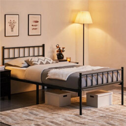 3Ft Black Single Metal Bed Frame Slat Support Bedstead Base W/ Headboard & Footboard - thumbnail 4