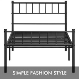 3Ft Black Single Metal Bed Frame Slat Support Bedstead Base W/ Headboard & Footboard - thumbnail 3