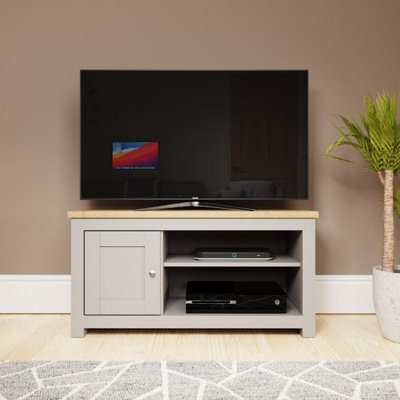 Timber Art Design Light Grey Tv Unit Stand Media 1 Door And Open Shelf - image 1