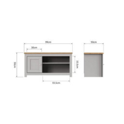 Timber Art Design Light Grey Tv Unit Stand Media 1 Door And Open Shelf - thumbnail 7