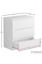 Lassic Vida Designs Denver 4 Piece Bedroom Set - (2 Drawer Large Bedside Chest X2, 3 Drawer Chest, 2 Door 2 Drawer Wardrobe), White - thumbnail 7
