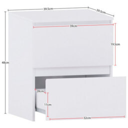 Lassic Vida Designs Denver 4 Piece Bedroom Set - (2 Drawer Large Bedside Chest X2, 3 Drawer Chest, 2 Door 2 Drawer Wardrobe), White - thumbnail 9