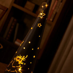 Snowtime 35Cm Led Metal Cone Light Black Christmas Decoration Stars & Reindeer - thumbnail 5