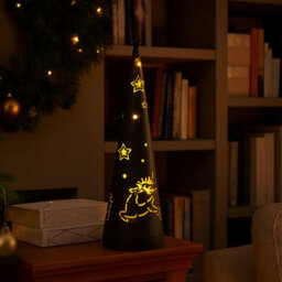 Snowtime 35Cm Led Metal Cone Light Black Christmas Decoration Stars & Reindeer - thumbnail 7