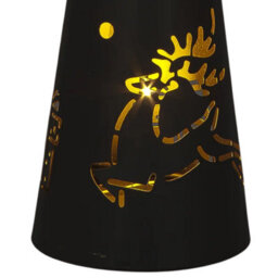 Snowtime 35Cm Led Metal Cone Light Black Christmas Decoration Stars & Reindeer - thumbnail 4