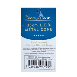 Snowtime 35Cm Led Metal Cone Light Black Christmas Decoration Stars & Reindeer - thumbnail 3