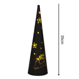 Snowtime 35Cm Led Metal Cone Light Black Christmas Decoration Stars & Reindeer - thumbnail 8