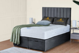 UKBEDFURNITURE Wilton Plush Steel End Opening Divan Ottoman Bed With 54 Inch Headboard