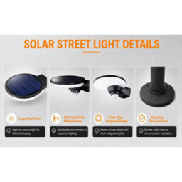 Gwsolar 1200Lm Solar Street Light 2M Aluminium Pole, Motion Sensor With Ai Mode, Remote Control Ip65 For Driveway Garden Path - thumbnail 7