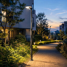 Gwsolar 1200Lm Solar Street Light 2M Aluminium Pole, Motion Sensor With Ai Mode, Remote Control Ip65 For Driveway Garden Path - thumbnail 2