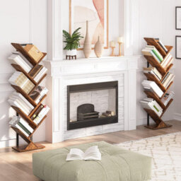 HOOBRO Tree Bookshelf Tall, 9-Tier Floor Standing Book Shelf, Tall Bookcase With Wooden Shelves For Cds Albums, Metal Frame, - thumbnail 2