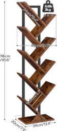 HOOBRO Tree Bookshelf Tall, 9-Tier Floor Standing Book Shelf, Tall Bookcase With Wooden Shelves For Cds Albums, Metal Frame, - thumbnail 9