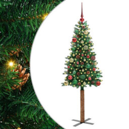 Vidaxl Slim Christmas Tree Green 150 Cm Pvc And Solid Pine Wood - thumbnail 2