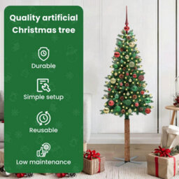 Vidaxl Slim Christmas Tree Green 150 Cm Pvc And Solid Pine Wood - thumbnail 7