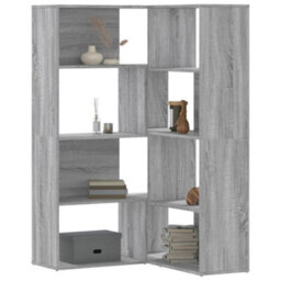 Berkfield Corner Bookcase 4-Tier Grey Sonoma 85X85X140 Cm Engineered Wood