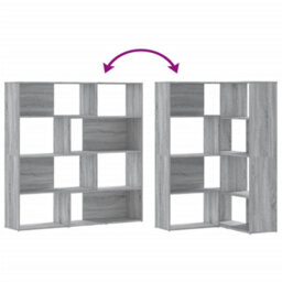 Berkfield Corner Bookcase 4-Tier Grey Sonoma 85X85X140 Cm Engineered Wood - thumbnail 7