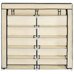 Vidaxl Shoe Cabinet With Cover Cream 115X28X110 Cm Fabric - thumbnail 5