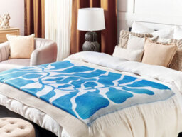 Beliani Blanket Kihun Fabric 130 X 170 Cm Blue - thumbnail 2