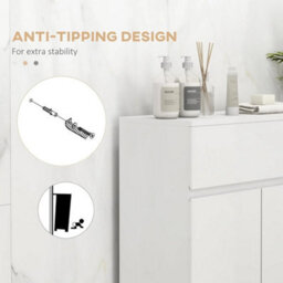 Bathroom Cabinet High Gloss White Floor Cupboard Freestanding Storage Unit - thumbnail 5