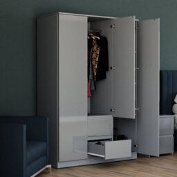 Lassic Vida Designs Glinton 3 Door 2 Drawer Wardrobe (100% Fsc), Grey - thumbnail 4