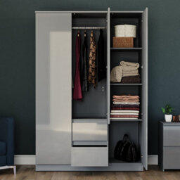 Lassic Vida Designs Glinton 3 Door 2 Drawer Wardrobe (100% Fsc), Grey - thumbnail 3