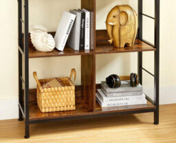 Modcraft Bookcase Ladder Shelf 4 Tier Rustic Brown And Black Display Rack For Living Room Or Office - thumbnail 5
