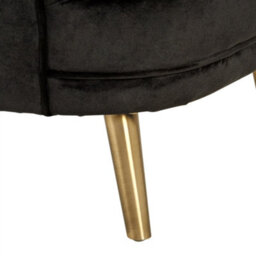 Orsina Luxurious Black Velvet Round Chair, Velvet Upholstered Mid Century Armchair, Metal Legs Comfortable Armchair - thumbnail 5