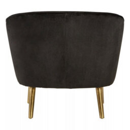 Orsina Luxurious Black Velvet Round Chair, Velvet Upholstered Mid Century Armchair, Metal Legs Comfortable Armchair - thumbnail 4