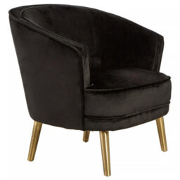 Orsina Luxurious Black Velvet Round Chair, Velvet Upholstered Mid Century Armchair, Metal Legs Comfortable Armchair - thumbnail 2