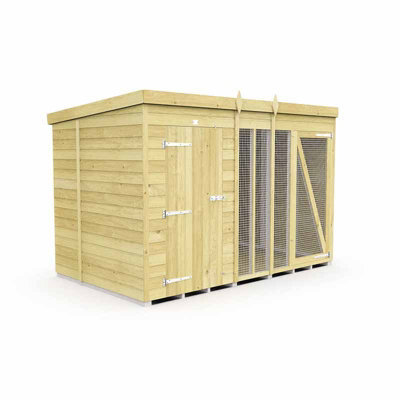 Buttercup Farm 10Ft X 6Ft Dog Kennel And Run Full Height - Wood - L178 X W302 X H201 Cm - image 1