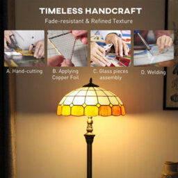 Wyld Haus Rakelo Tiffany-Style Floor Lamp 152Cm Bronze Tone With Handcrafted Orange And White Stained Glass Shade - thumbnail 6