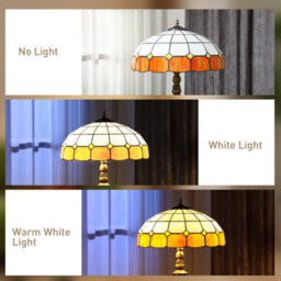 Wyld Haus Rakelo Tiffany-Style Floor Lamp 152Cm Bronze Tone With Handcrafted Orange And White Stained Glass Shade - thumbnail 7