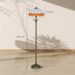 Wyld Haus Rakelo Tiffany-Style Floor Lamp 152Cm Bronze Tone With Handcrafted Orange And White Stained Glass Shade - thumbnail 4