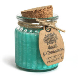 Serenityy Apple & Cinnamon Soy Pot Of Fragrance Candle In Reusable Blue Glass Jar With Cork Lid, 120 G, Approx. 20-Hour Burn