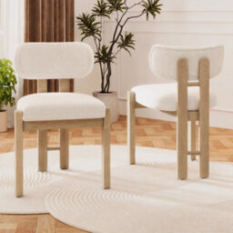 Bouclé Dining Chairs With Solid Wood Legs, Natural Colour, Set Of 4 - thumbnail 3