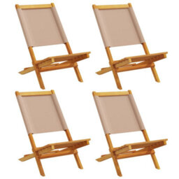 Berkfield Folding Garden Chairs 4 Pcs Taupe Fabric And Solid Wood - thumbnail 2