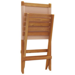Berkfield Folding Garden Chairs 4 Pcs Taupe Fabric And Solid Wood - thumbnail 8