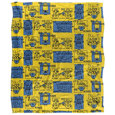 Minions Positivity Squares Blanket White (One Size) - image 1