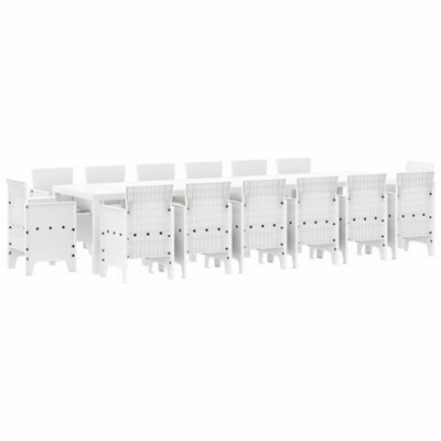 Berkfield Modern Garden Dining Set 15 Pcs White Polt Rattan - image 1