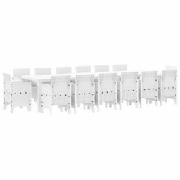 Berkfield Modern Garden Dining Set 15 Pcs White Polt Rattan - thumbnail 1