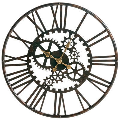 Beliani Wall Clock Petrer 60 Cm Metal Black - image 1