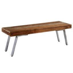 Retro Wood And Metal Medium Dining Table With 1 Bench And 4 Chairs - thumbnail 5