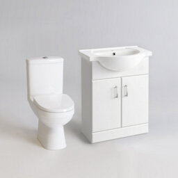 Ibathuk 1700 mm Straight Shower Bath Gloss White Vanity Unit Close Coupled Toilet Wc Bathroom Furniture - thumbnail 2