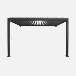 Sweeek - Lean To Pergola With Louvered Roof In Aluminium 4 X 3M Anthracite - Triomphe - thumbnail 2