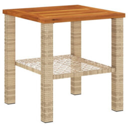 Walplus Garden Table Beige 40X40X42 Cm Poly Rattan Acacia Wood - thumbnail 6
