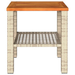 Walplus Garden Table Beige 40X40X42 Cm Poly Rattan Acacia Wood - thumbnail 5