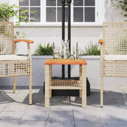 Walplus Garden Table Beige 40X40X42 Cm Poly Rattan Acacia Wood - thumbnail 3