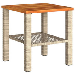 Walplus Garden Table Beige 40X40X42 Cm Poly Rattan Acacia Wood - thumbnail 2