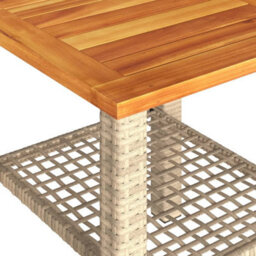Walplus Garden Table Beige 40X40X42 Cm Poly Rattan Acacia Wood - thumbnail 8